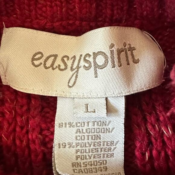 Vintage EASY SPIRIT Sweater Womens Large Red Chunky Knit Cardigan Retro 90s - Picture 6 of 11